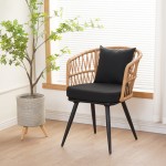 Πολυθρόνα Naoki pakoworld pe rattan -metal σε φυσική απόχρωση με μαύρα πόδια/μαξιλάρι 62x60x80εκ Πολυθρόνα Naoki pakoworld pe rattan -metal σε φυσική απόχρωση με μαύρα πόδια/μαξιλάρι 62x60x80εκ