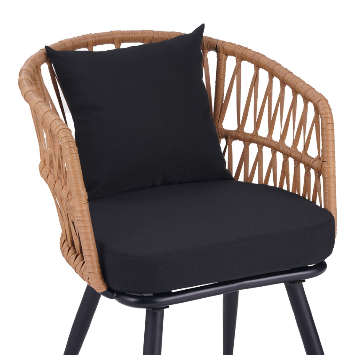 Πολυθρόνα Naoki pakoworld pe rattan -metal σε φυσική απόχρωση με μαύρα πόδια/μαξιλάρι 62x60x80εκ Πολυθρόνα Naoki pakoworld pe rattan -metal σε φυσική απόχρωση με μαύρα πόδια/μαξιλάρι 62x60x80εκ