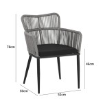 Πολυθρόνα Naoki pakoworld pe rattan -metal σε φυσική απόχρωση με μαύρα πόδια/μαξιλάρι 59x62.5x78εκ