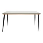 Τραπεζαρία Naoki-Tanish σετ 7τεμ pakoworld μέταλλο μαύρο-pe φυσικό-γυαλί 160x90x78εκ