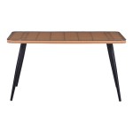 Τραπεζαρία Naoki-Tanish σετ 5 τεμ pakoworld γυάλινο- pe rattan σε φυσική απόχρωση με μαυρα πόδια 140x80x78εκ