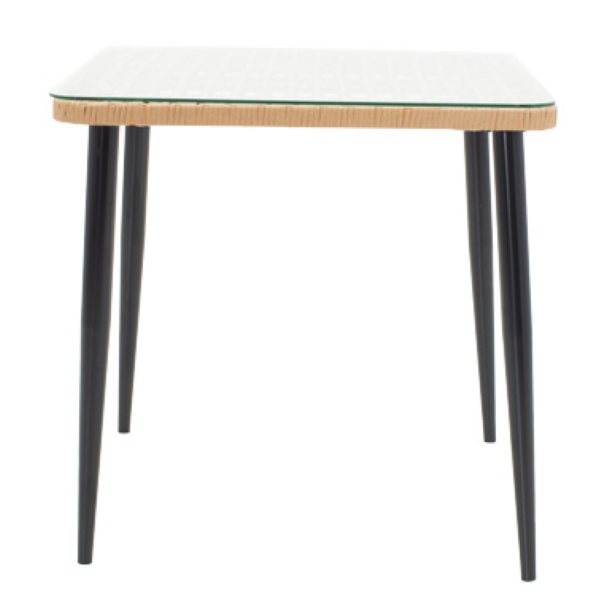 Τραπεζαρία Naoki-Tanish σετ 3 τεμ pakoworld μέταλλο μαύρο-pe φυσικό-γυαλί 80x80x78εκ