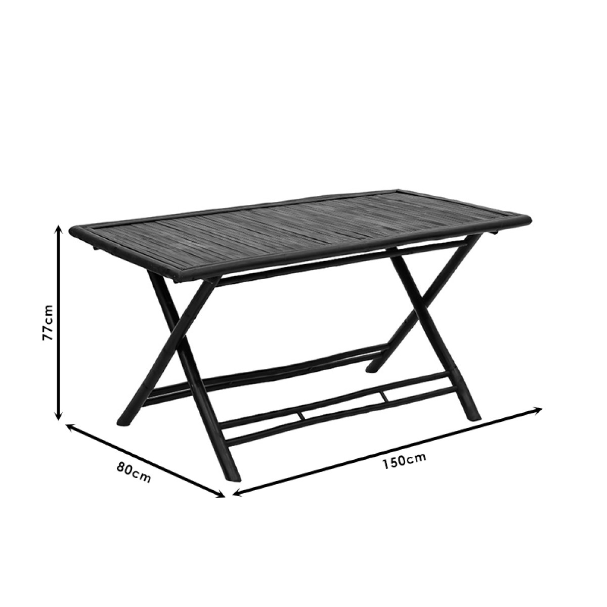Τραπέζι Badou pakoworld πτυσσόμενο bamboo μαύρο 150x80x77εκ Τραπέζι Badou pakoworld πτυσσόμενο bamboo μαύρο 150x80x77εκ