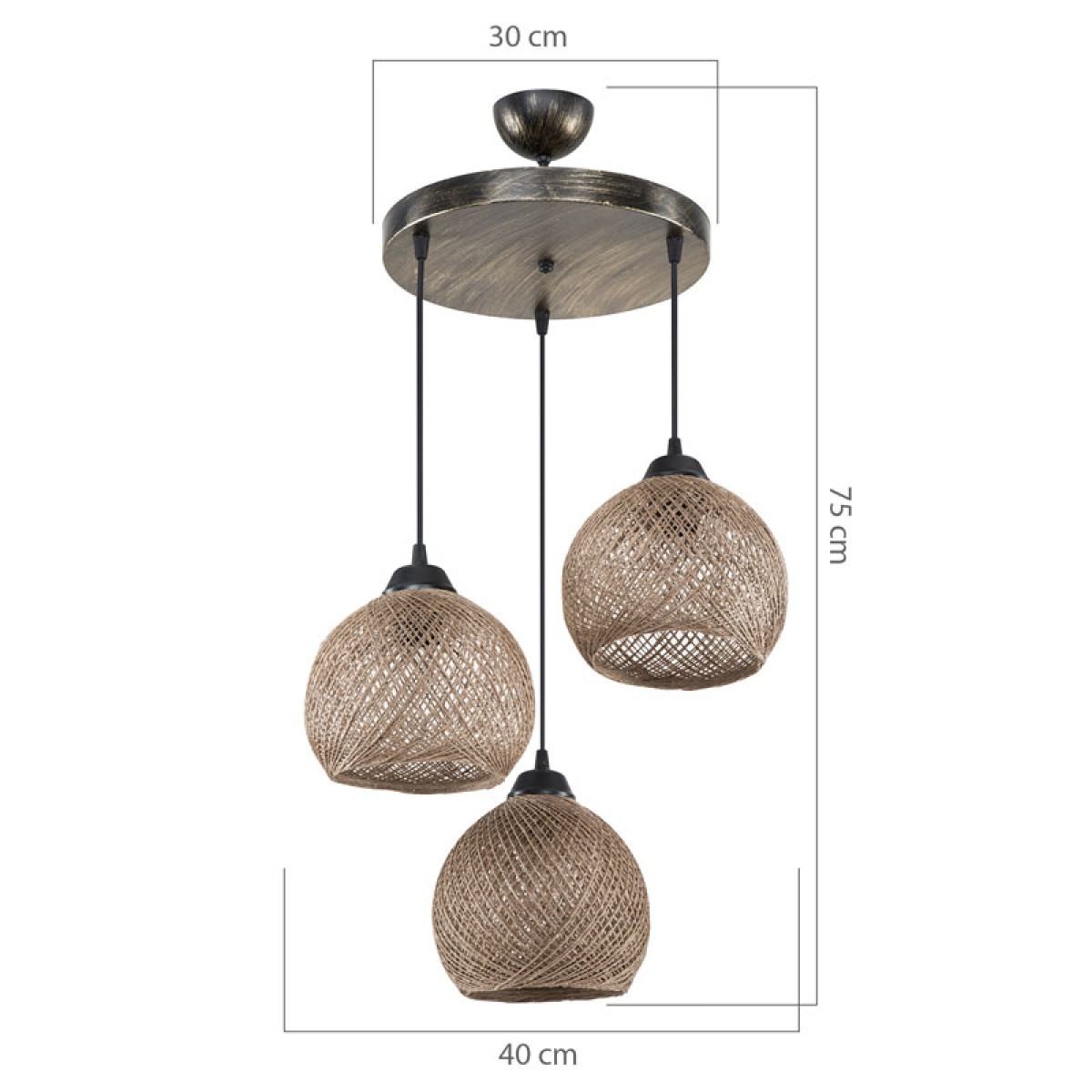 Φωτιστικό οροφής τρίφωτο PWL-1121 pakoworld Ε27 καφέ Φ40x75εκ Φωτιστικό οροφής τρίφωτο PWL-1121 pakoworld Ε27 καφέ Φ40x75εκ