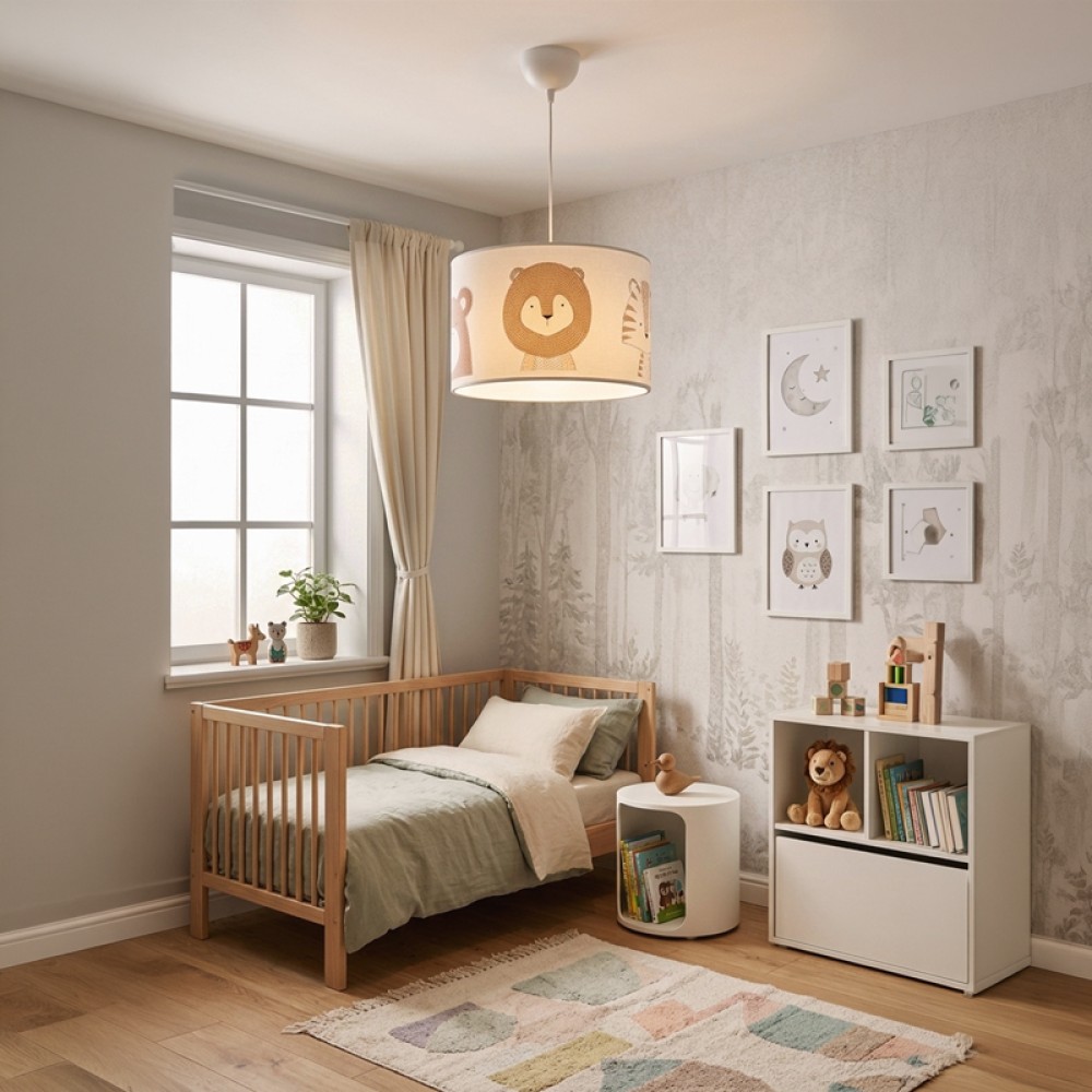Παιδικό φωτιστικό οροφής Safari pakoworld led E27 πολύχρωμο PVC Φ30x20εκ