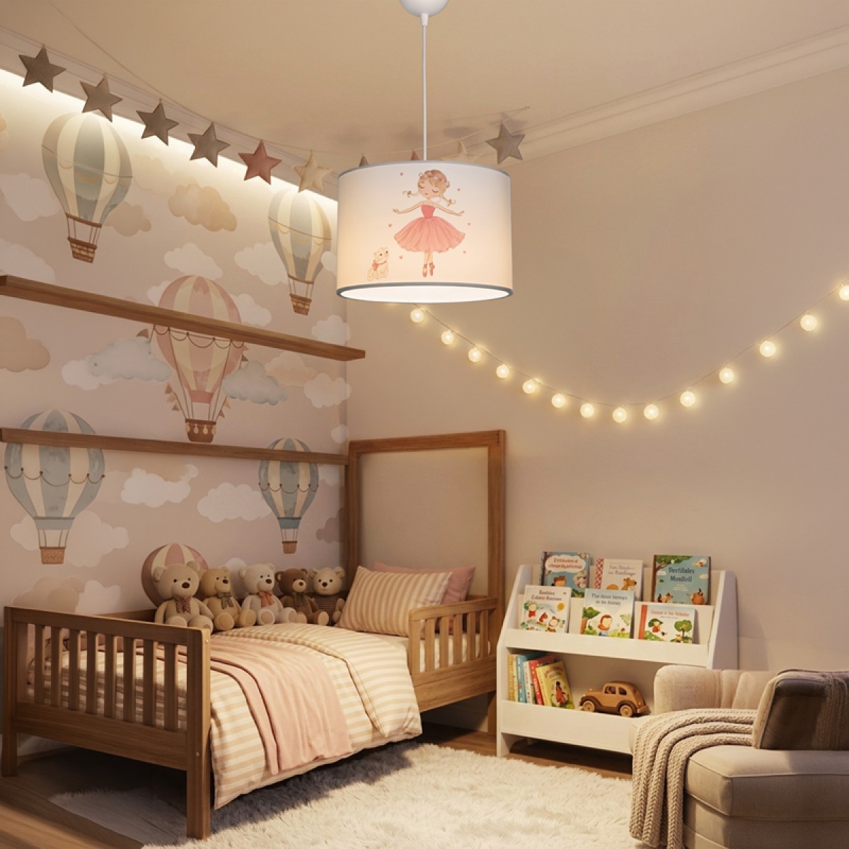Παιδικό φωτιστικό οροφής Ballerina pakoworld led E27 πολύχρωμο PVC Φ30x20εκ