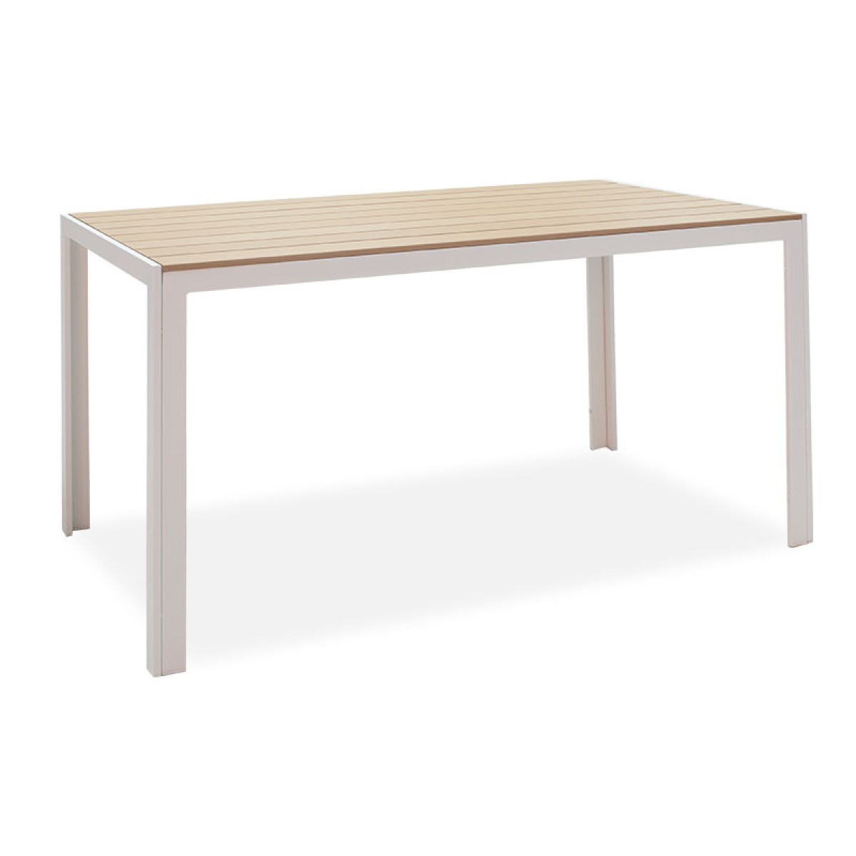 Τραπέζι Nares pakoworld αλουμίνιο λευκό-plywood φυσικό 140x80x72.5εκ Τραπέζι Nares pakoworld αλουμίνιο λευκό-plywood φυσικό 140x80x72.5εκ