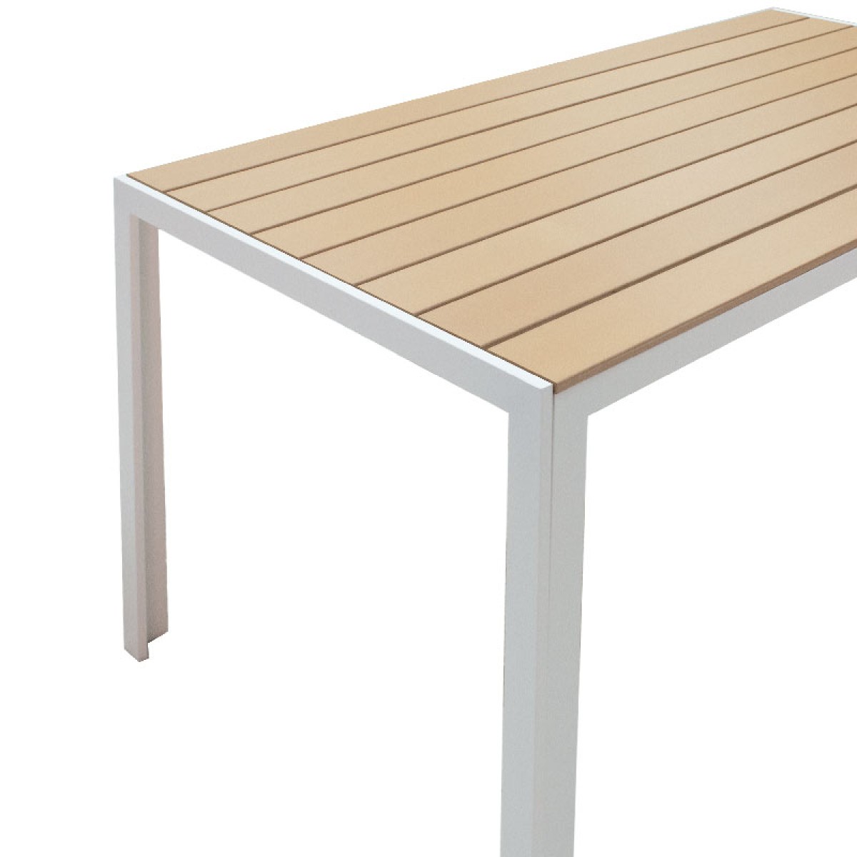 Τραπέζι Nares pakoworld αλουμίνιο λευκό-plywood φυσικό 140x80x72.5εκ Τραπέζι Nares pakoworld αλουμίνιο λευκό-plywood φυσικό 140x80x72.5εκ