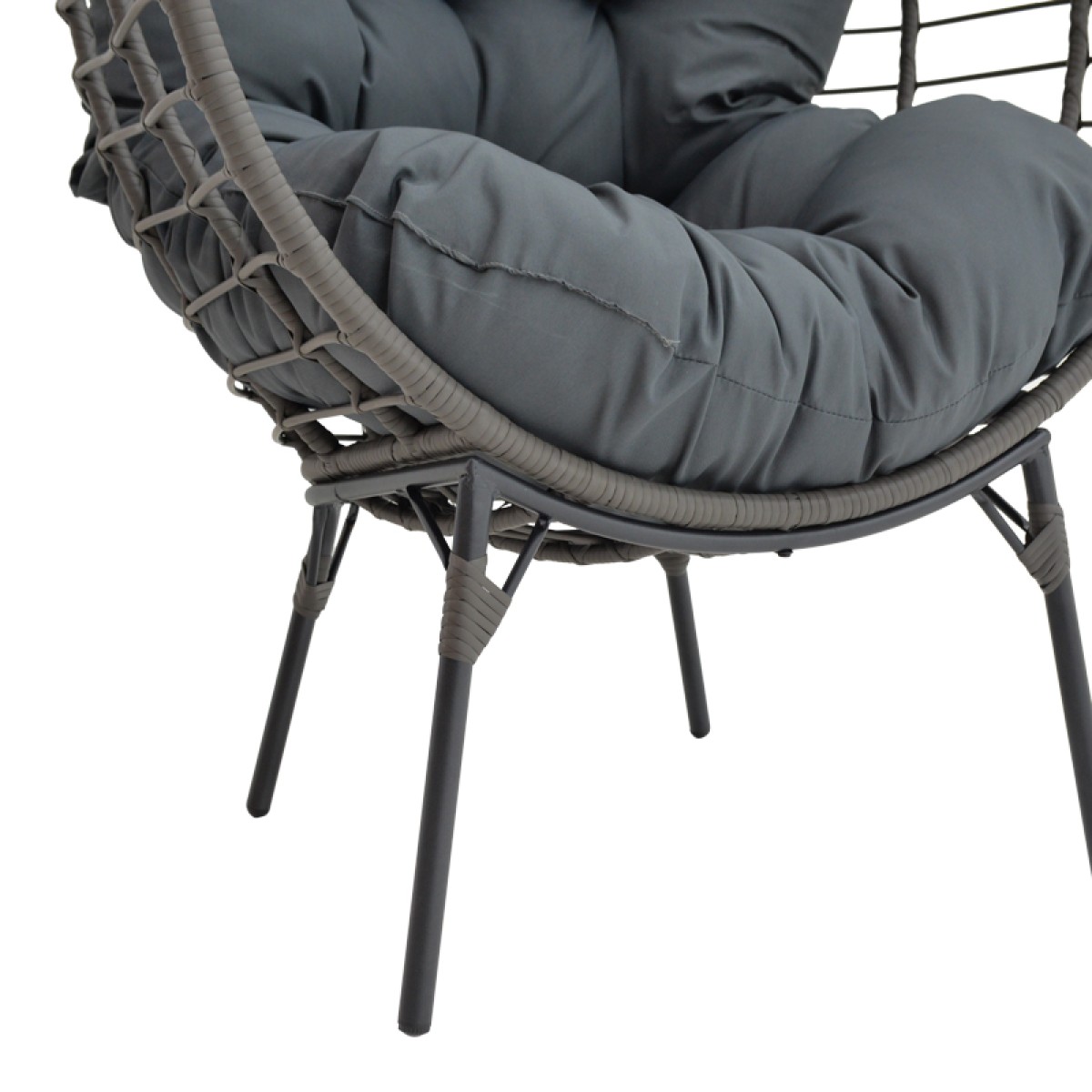 Πολυθρόνα Nestie pakoworld wicker rattan γκρι-μεταλλικό γκρι πόδι-γκρι μαξιλάρι 102x80x155εκ Πολυθρόνα Nestie pakoworld wicker rattan γκρι-μεταλλικό γκρι πόδι-γκρι μαξιλάρι 102x80x155εκ