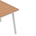 Τραπέζι Synergy pakoworld αλουμίνιο λευκό-plywood φυσικό 80x80x74εκ