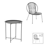 Σαλόνι Dapper-Caius pakoworld σετ 3τεμ μαύρο μέταλλο-μαύρο pe Φ46x52εκ Σαλόνι Dapper-Caius pakoworld σετ 3τεμ μαύρο μέταλλο-μαύρο pe Φ46x52εκ