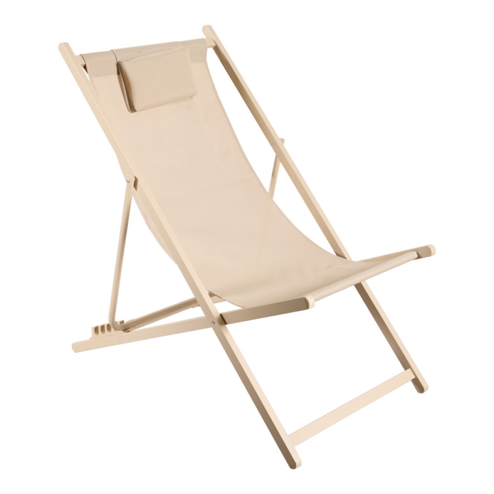 Σεζλόνγκ επαγγελματική Corte pakoworld σαμπανί αλουμινίου με textilene σε καφέ απόχρωση