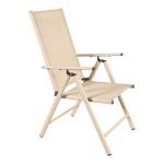 Πολυθρόνα Candor pakoworld σαμπανί μέταλλο με textilene σε καφέ απόχρωση 51.5x63.5x107εκ