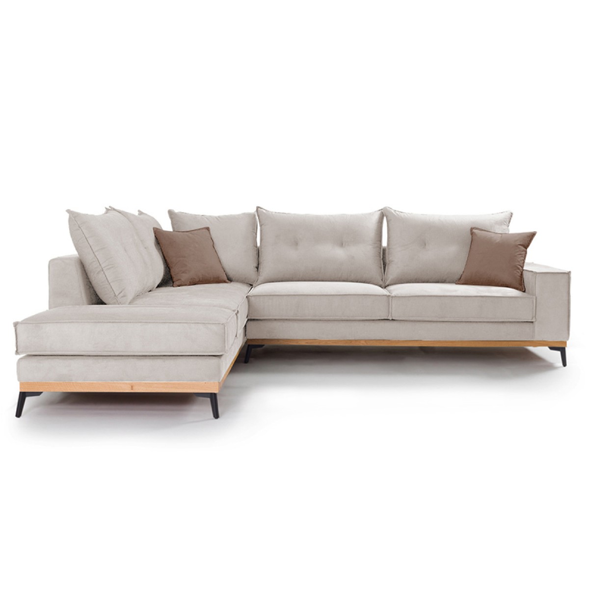 Γωνιακός καναπές δεξιά γωνία Luxury II pakoworld ύφασμα cream-mocha 290x235x95εκ Γωνιακός καναπές δεξιά γωνία Luxury II pakoworld ύφασμα cream-mocha 290x235x95εκ