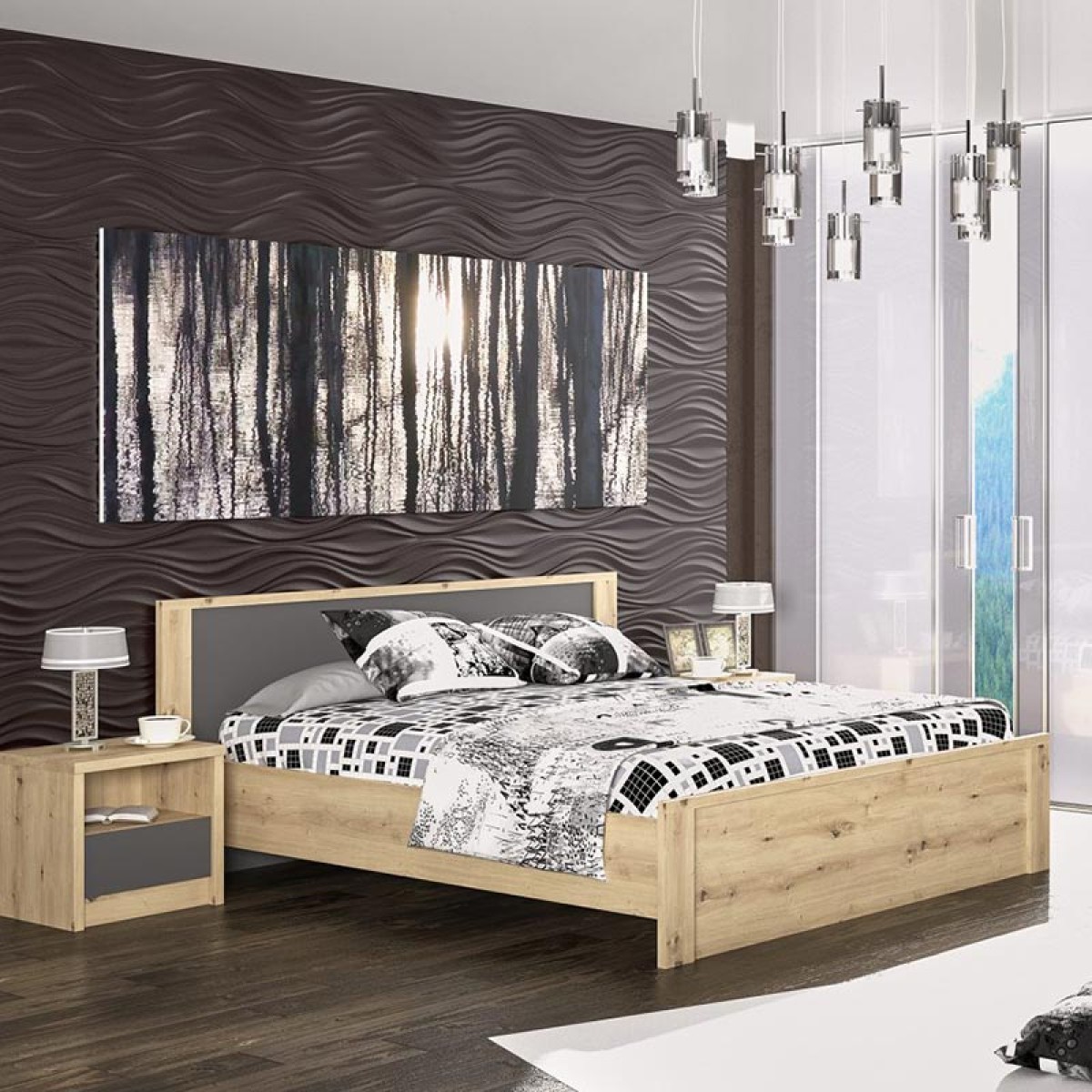 Κομοδίνο Lavinia pakoworld ανθρακί-sonoma 46.5x39.5x45.5εκ Κομοδίνο Lavinia pakoworld ανθρακί-sonoma 46.5x39.5x45.5εκ