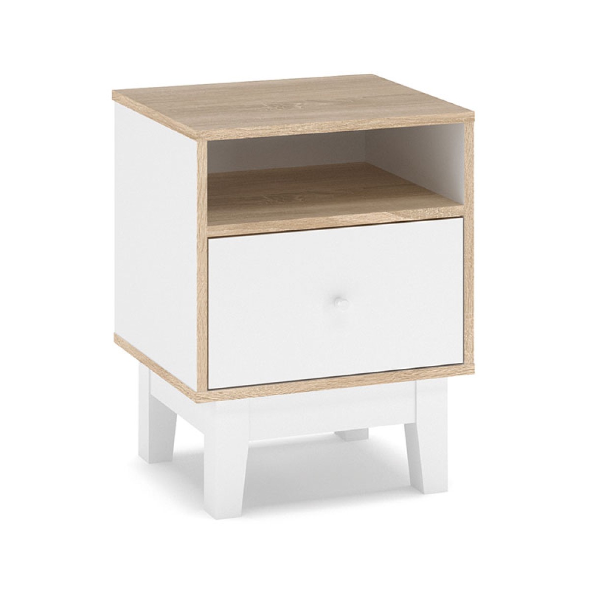 Κομοδίνο Awell pakoworld sonoma-λευκό 45x44x58εκ Κομοδίνο Awell pakoworld sonoma-λευκό 45x44x58εκ