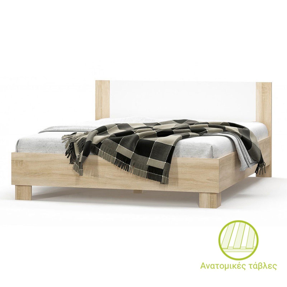 Κρεβάτι Geneva pakoworld φυσικό-λευκό 160x200εκ Κρεβάτι Geneva pakoworld φυσικό-λευκό 160x200εκ