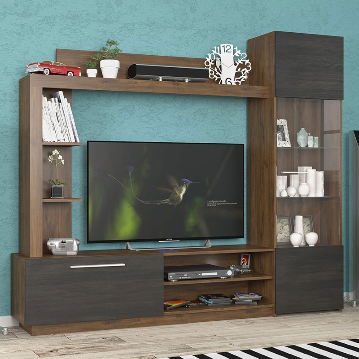 Σύνθετο σαλονιού June pakoworld καρυδί-wenge 204x35x177εκ Σύνθετο σαλονιού June pakoworld καρυδί-wenge 204x35x177εκ