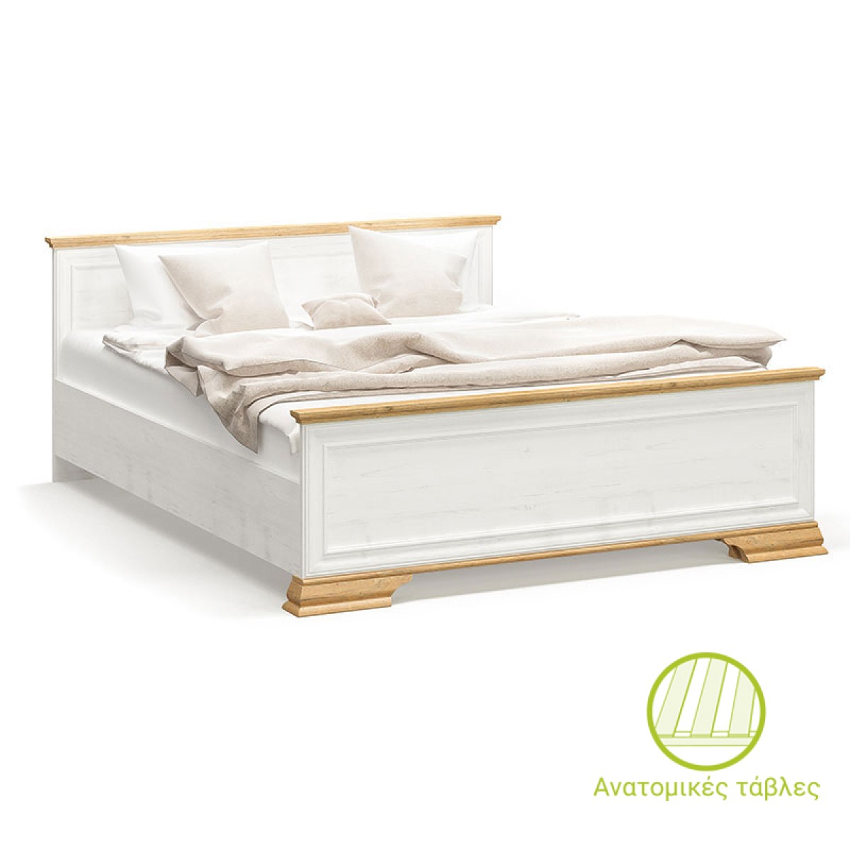 Κρεβάτι Jaden pakoworld golden oak-λευκό antique 160x200εκ Κρεβάτι Jaden pakoworld golden oak-λευκό antique 160x200εκ
