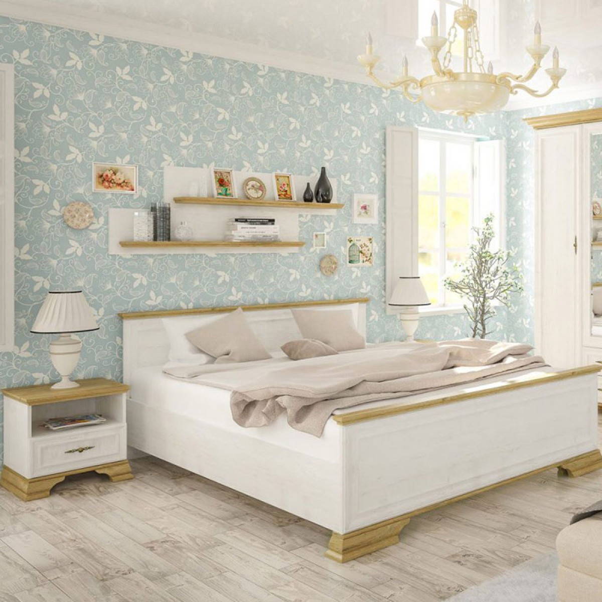Κομοδίνο Jaden pakoworld golden oak-λευκό antique 49x41x47εκ Κομοδίνο Jaden pakoworld golden oak-λευκό antique 49x41x47εκ
