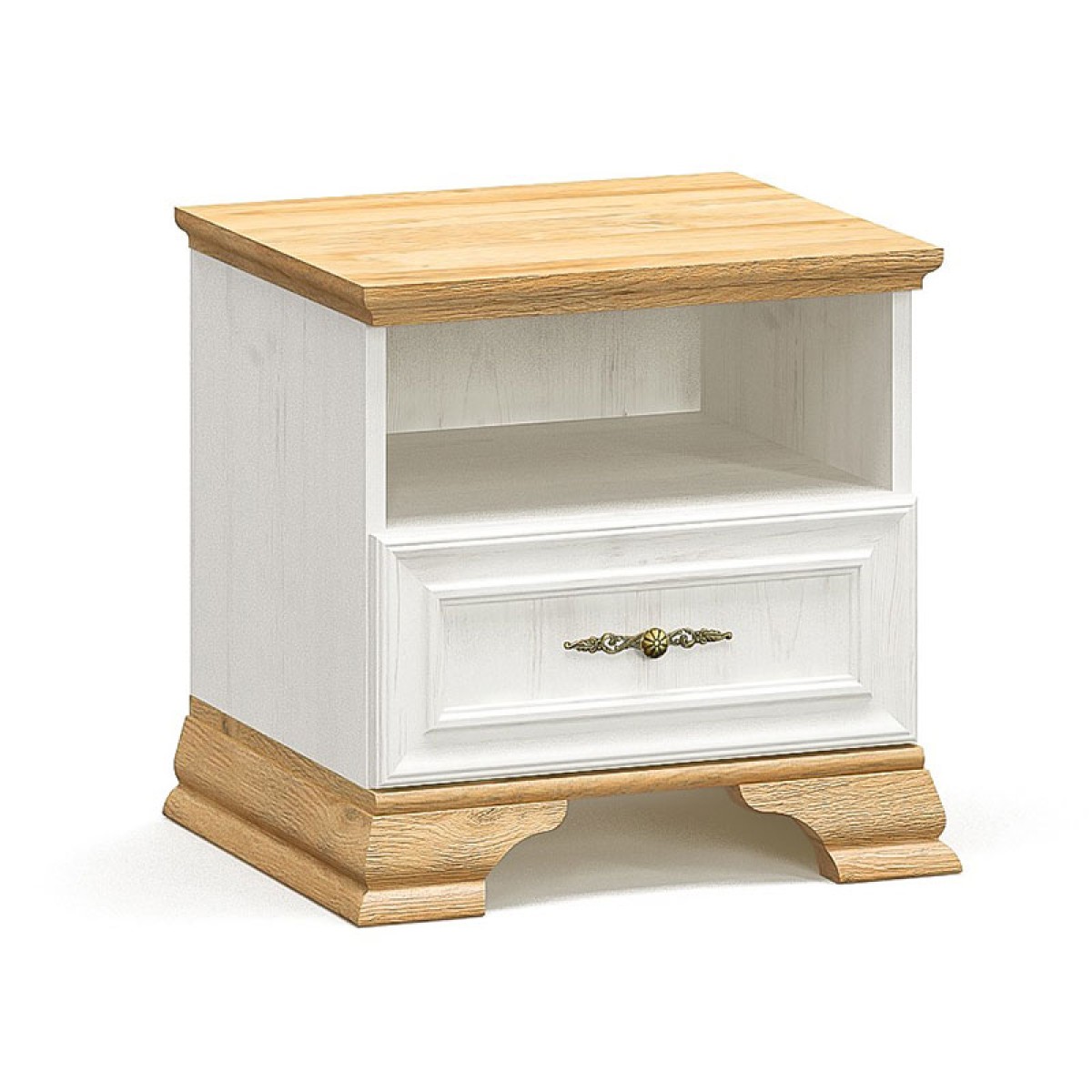 Κομοδίνο Jaden pakoworld golden oak-λευκό antique 49x41x47εκ Κομοδίνο Jaden pakoworld golden oak-λευκό antique 49x41x47εκ