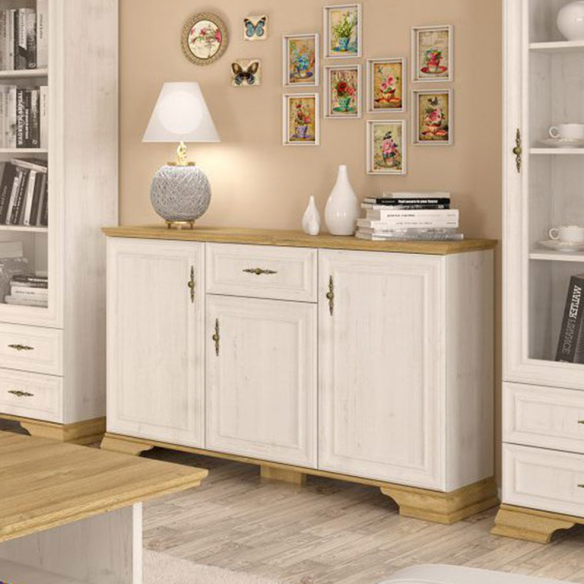 Μπουφές Jaden pakoworld golden oak-λευκό antique 137,5x39x88,5εκ Μπουφές Jaden pakoworld golden oak-λευκό antique 137,5x39x88,5εκ