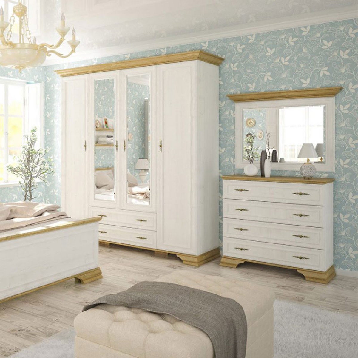 Συρταριέρα Jaden pakoworld 4ων συρταριών golden oak-λευκό antique 93,5x39x88,5εκ Συρταριέρα Jaden pakoworld 4ων συρταριών golden oak-λευκό antique 93,5x39x88,5εκ