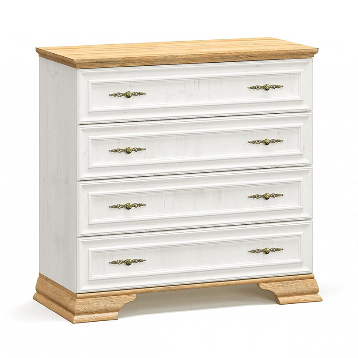 Συρταριέρα Jaden pakoworld 4ων συρταριών golden oak-λευκό antique 93,5x39x88,5εκ Συρταριέρα Jaden pakoworld 4ων συρταριών golden oak-λευκό antique 93,5x39x88,5εκ