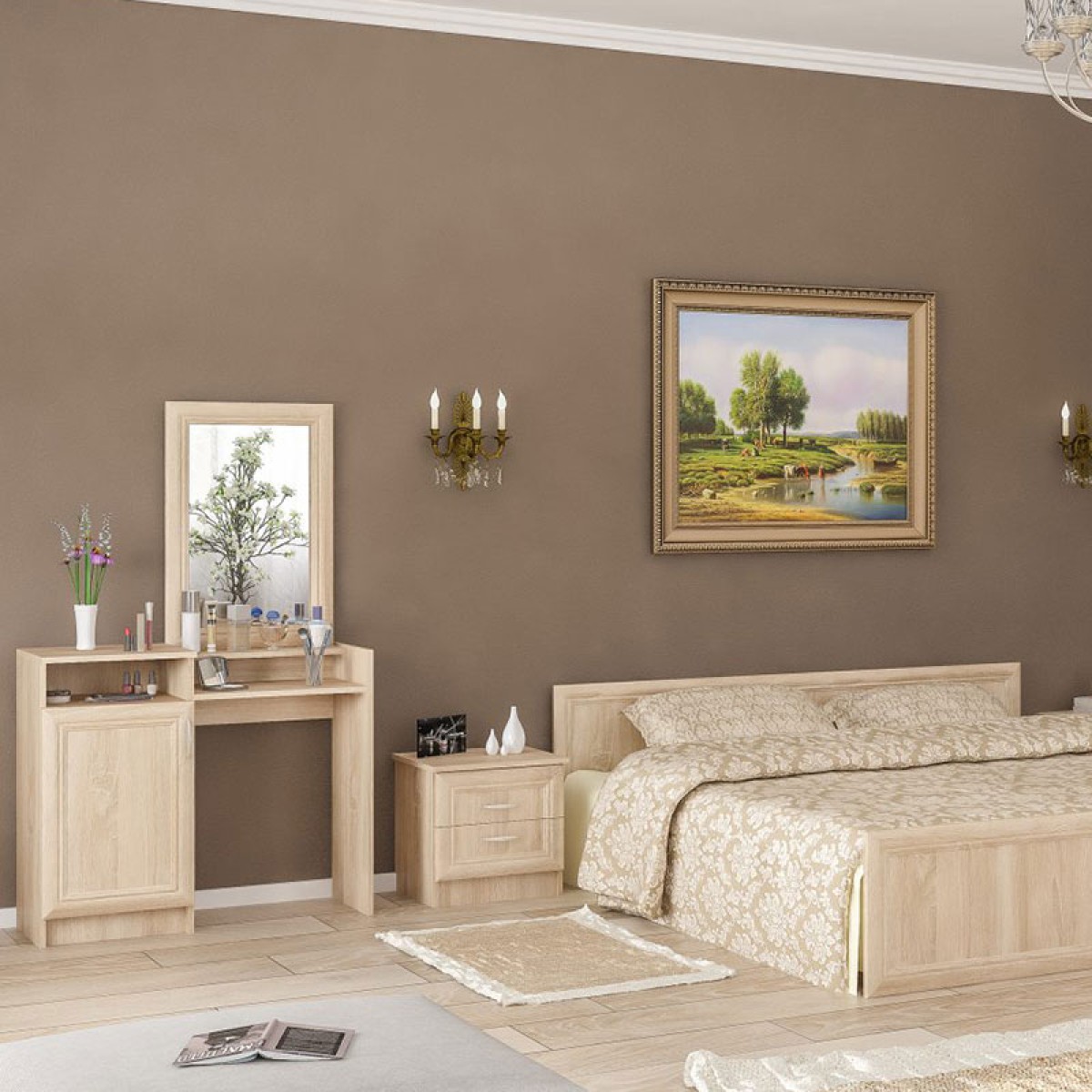 Τουαλέτα κρεβατοκάμαρας Rebecca pakoworld με καθρέπτη sonoma 90x38,5x147,5εκ Τουαλέτα κρεβατοκάμαρας Rebecca pakoworld με καθρέπτη sonoma 90x38,5x147,5εκ