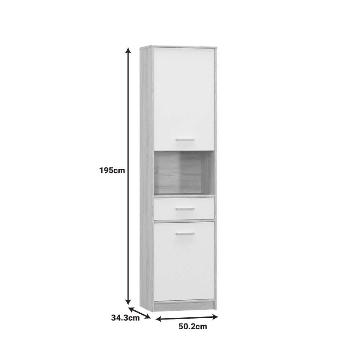 Ντουλάπα στήλη Letto pakoworld σε oak - λευκό ματ απόχρωση 50,2x34,3x195εκ Ντουλάπα στήλη Letto pakoworld σε oak - λευκό ματ απόχρωση 50,2x34,3x195εκ