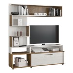 Σύνθετο σαλονιού Jasper pakoworld καρυδί-αντικέ λευκό 151.5x37.5x169.5εκ