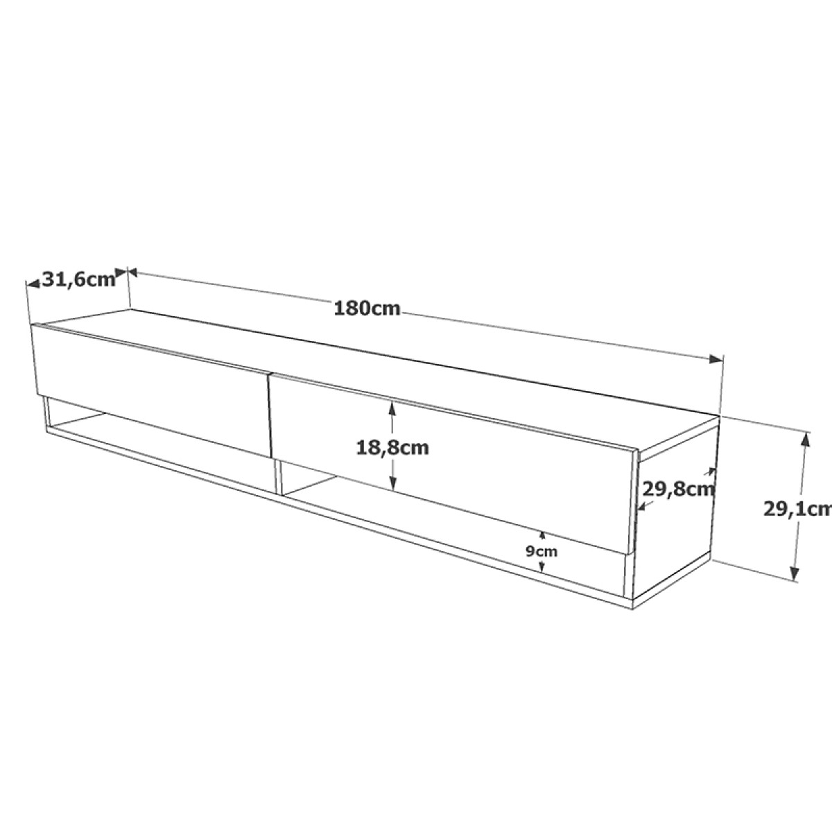 Έπιπλο τηλεόρασης επιτοίχιο Handra pakoworld ανθρακί-oak 180x31,5x29,5εκ Έπιπλο τηλεόρασης επιτοίχιο Handra pakoworld ανθρακί-oak 180x31,5x29,5εκ