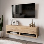 Έπιπλο τηλεόρασης επιτοίχιο Roscoe pakoworld oak 100x31,5x29,5εκ Έπιπλο τηλεόρασης επιτοίχιο Roscoe pakoworld oak 100x31,5x29,5εκ