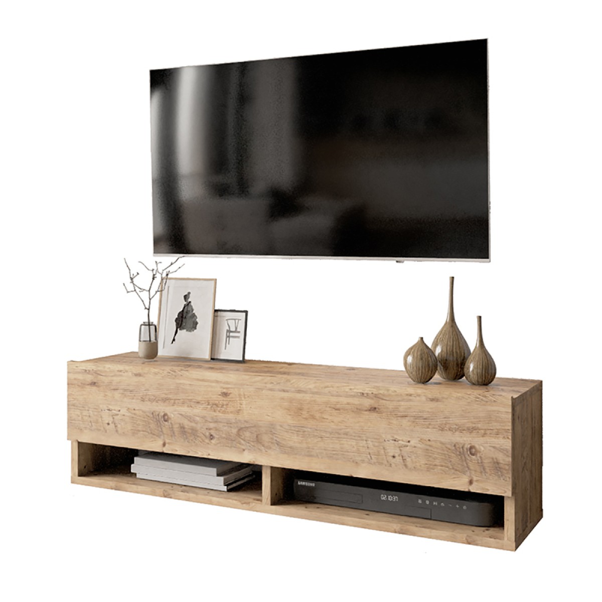 Έπιπλο τηλεόρασης επιτοίχιο Roscoe pakoworld oak 100x31,5x29,5εκ Έπιπλο τηλεόρασης επιτοίχιο Roscoe pakoworld oak 100x31,5x29,5εκ