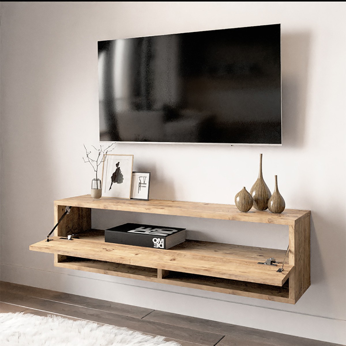 Έπιπλο τηλεόρασης επιτοίχιο Roscoe pakoworld oak 100x31,5x29,5εκ Έπιπλο τηλεόρασης επιτοίχιο Roscoe pakoworld oak 100x31,5x29,5εκ