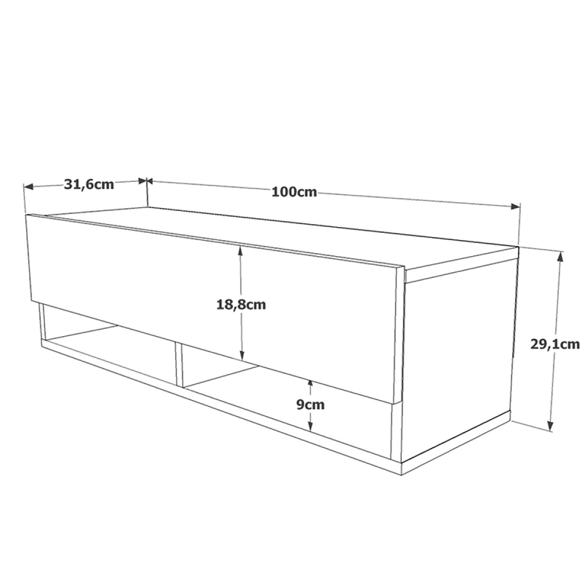 Έπιπλο τηλεόρασης επιτοίχιο Roscoe pakoworld oak 100x31,5x29,5εκ Έπιπλο τηλεόρασης επιτοίχιο Roscoe pakoworld oak 100x31,5x29,5εκ