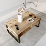 Τραπέζι σαλονιού Honora pakoworld oak-μαύρο 100x60x44,5εκ Τραπέζι σαλονιού Honora pakoworld oak-μαύρο 100x60x44,5εκ