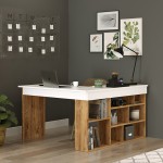 Γραφείο γωνιακό Rosaline pakoworld λευκό-oak 120x129x72εκ Γραφείο γωνιακό Rosaline pakoworld λευκό-oak 120x129x72εκ