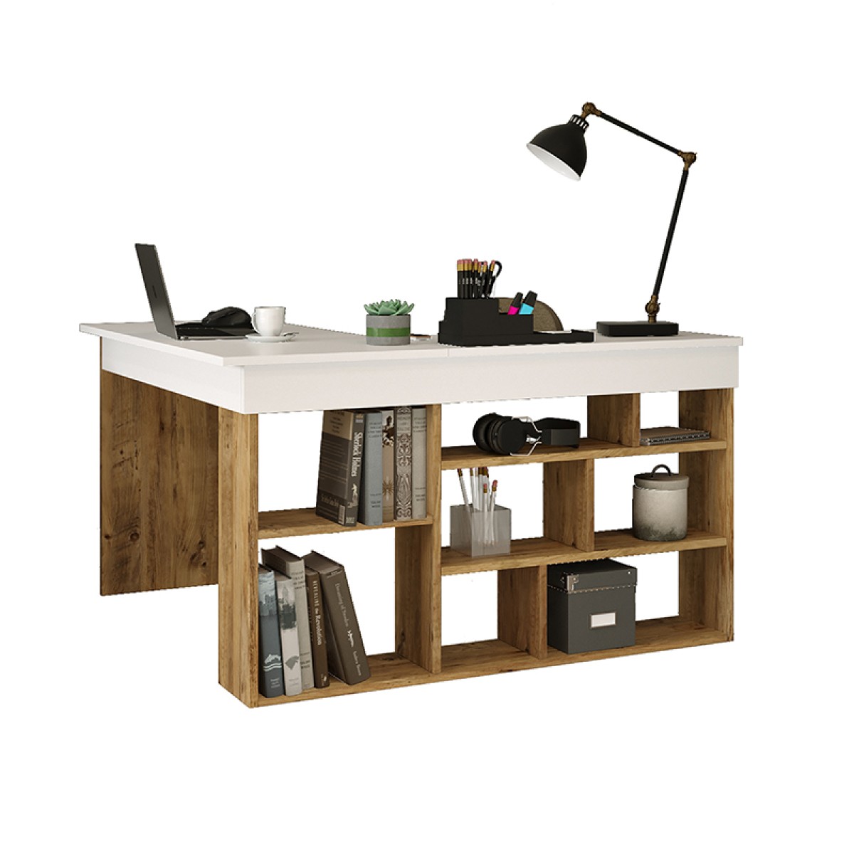 Γραφείο γωνιακό Rosaline pakoworld λευκό-oak 120x129x72εκ Γραφείο γωνιακό Rosaline pakoworld λευκό-oak 120x129x72εκ