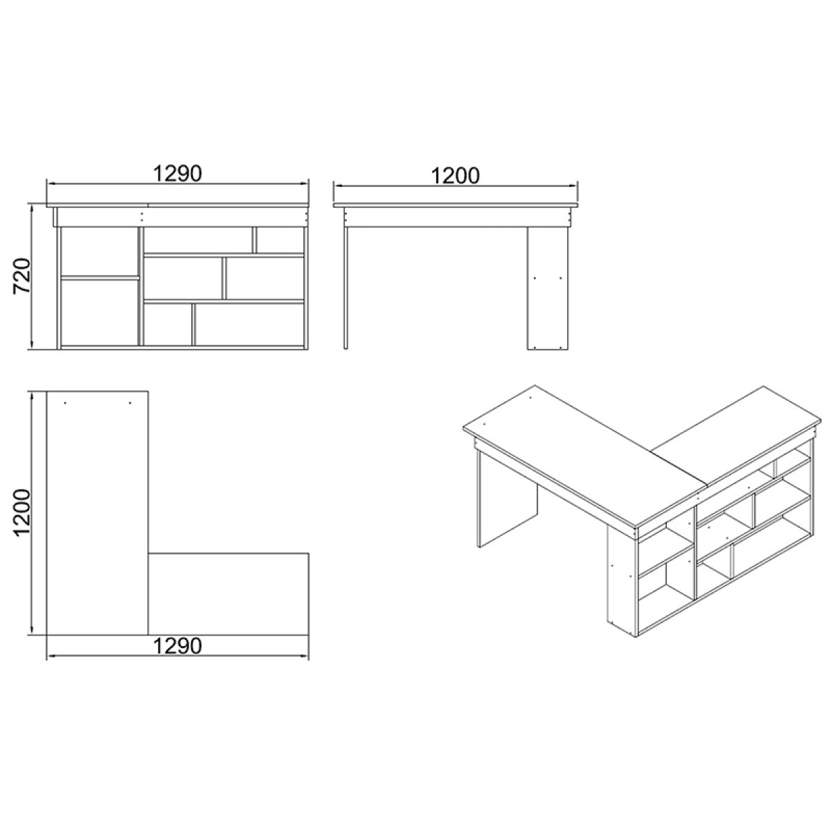 Γραφείο γωνιακό Rosaline pakoworld λευκό-oak 120x129x72εκ Γραφείο γωνιακό Rosaline pakoworld λευκό-oak 120x129x72εκ