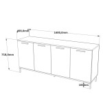 Μπουφές Kermit pakoworld ανθρακί-oak 160x40x72εκ Μπουφές Kermit pakoworld ανθρακί-oak 160x40x72εκ