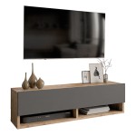 Έπιπλο τηλεόρασης επιτοίχιο Roscoe pakoworld ανθρακί-oak 100x31,5x29εκ Έπιπλο τηλεόρασης επιτοίχιο Roscoe pakoworld ανθρακί-oak 100x31,5x29εκ