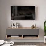 Έπιπλο τηλεόρασης επιτοίχιο Roscoe pakoworld ανθρακί-oak 100x31,5x29εκ Έπιπλο τηλεόρασης επιτοίχιο Roscoe pakoworld ανθρακί-oak 100x31,5x29εκ