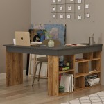 Γραφείο γωνιακό Rosaline pakoworld ανθρακί-oak 120x129x72εκ Γραφείο γωνιακό Rosaline pakoworld ανθρακί-oak 120x129x72εκ