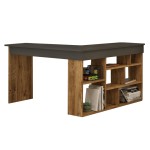 Γραφείο γωνιακό Rosaline pakoworld ανθρακί-oak 120x129x72εκ Γραφείο γωνιακό Rosaline pakoworld ανθρακί-oak 120x129x72εκ
