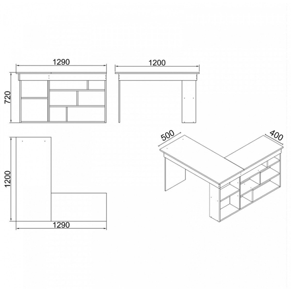 Γραφείο γωνιακό Rosaline pakoworld ανθρακί-oak 120x129x72εκ Γραφείο γωνιακό Rosaline pakoworld ανθρακί-oak 120x129x72εκ