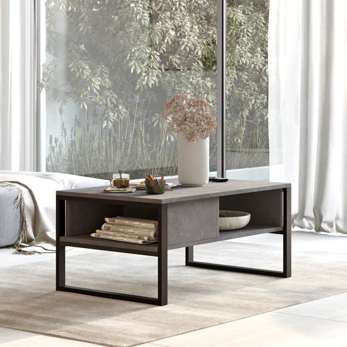 Τραπέζι σαλονιού Honora pakoworld ανθρακί antique-μαύρο 100x60x44.5εκ Τραπέζι σαλονιού Honora pakoworld ανθρακί antique-μαύρο 100x60x44.5εκ