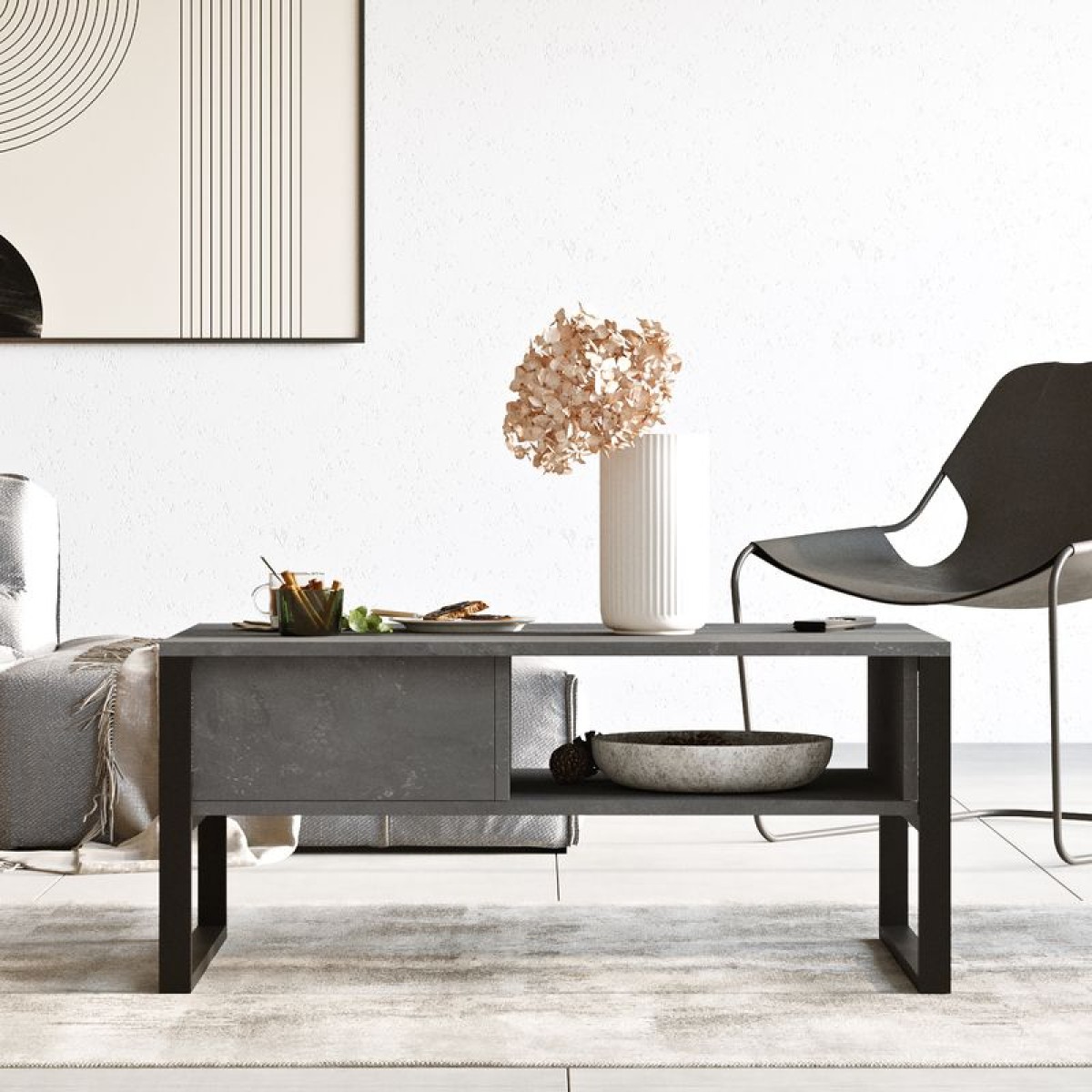 Τραπέζι σαλονιού Honora pakoworld ανθρακί antique-μαύρο 100x60x44.5εκ Τραπέζι σαλονιού Honora pakoworld ανθρακί antique-μαύρο 100x60x44.5εκ