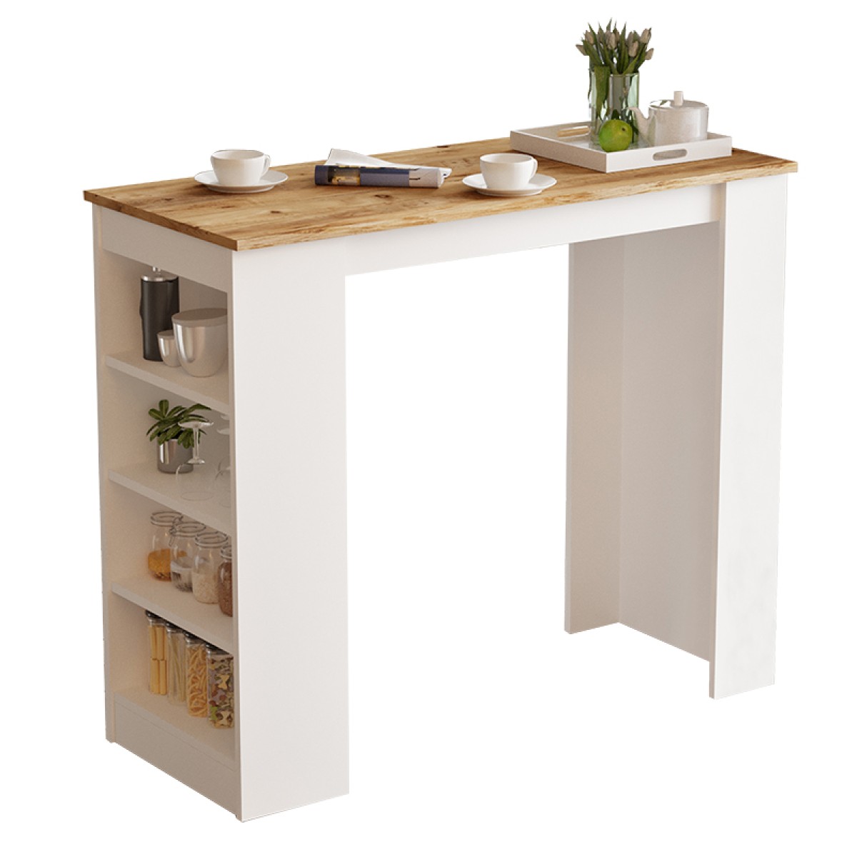 Τραπέζι μπαρ Riff pakoworld λευκό-sonoma 120x51.5x101.5εκ Τραπέζι μπαρ Riff pakoworld λευκό-sonoma 120x51.5x101.5εκ