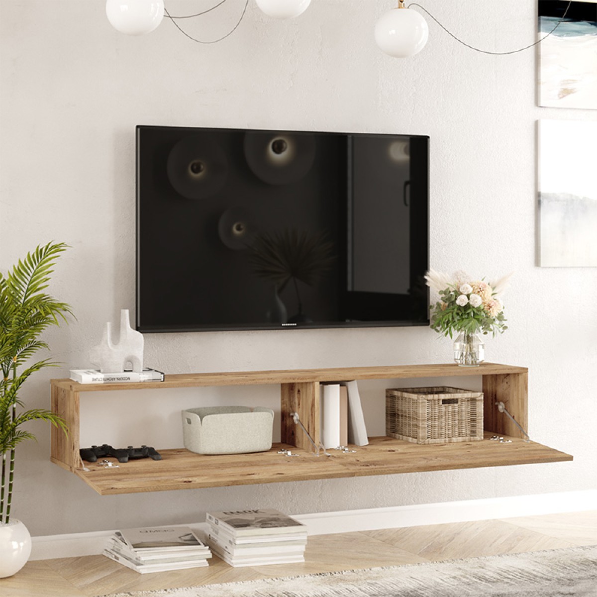 Έπιπλο τηλεόρασης επιτοίχιο Dello pakoworld sonoma 180x31.6x29.6εκ Έπιπλο τηλεόρασης επιτοίχιο Dello pakoworld sonoma 180x31.6x29.6εκ